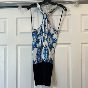 Silk Halter Dress with Bandage Skirt